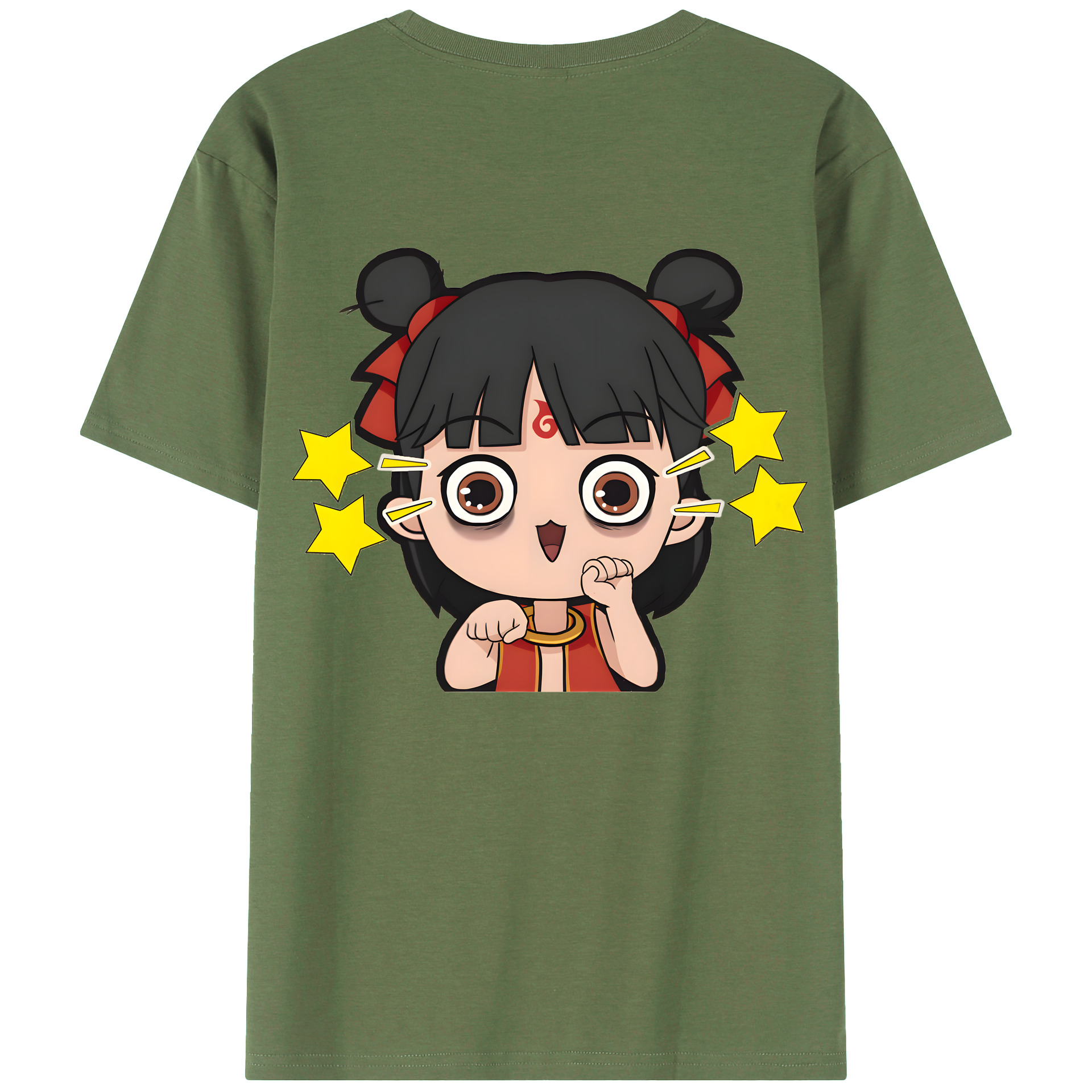 （画像用） Ne Zha 2 ナタ 魔童の大暴れ 綿100％ メンズ半袖Tシャツ（バックプリント） 通気性